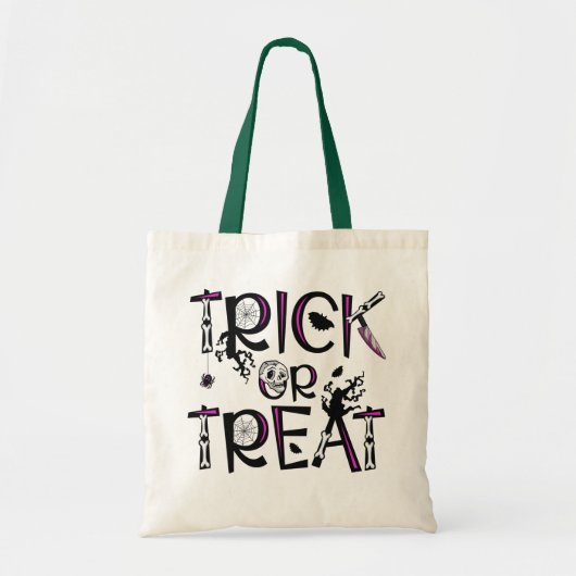 Zwart en Roze Gotische Trick or treat Tote Bag (Voorkant)