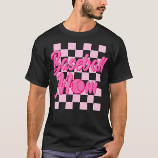 Zwart en roze grid sport moeder mama speler t-shirt