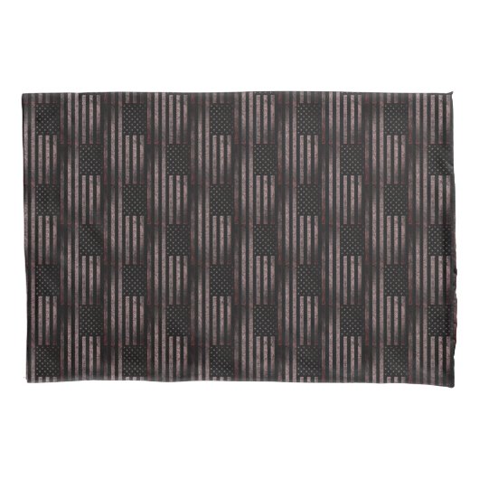 Zwart en Roze Grunge Amerikaanse vlag Dual Pattern Kussensloop (Voorkant-Links)