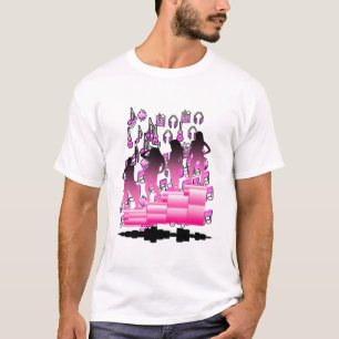 Zwart en Roze Kleurrijk Ontwerp T-shirt