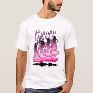 Zwart en Roze Kleurrijk Ontwerp T-shirt