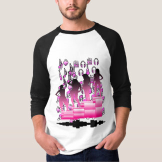 Zwart en Roze Kleurrijk Ontwerp T-shirt