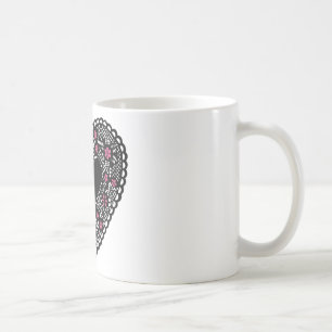 Zwart en Roze Lace Heart Koffiemok
