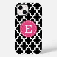 Zwart en roze modern Morokkaans monogram