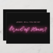 Zwart en roze Neon Glow Light Maid of eremkaart Kaart (Voorkant / Achterkant)