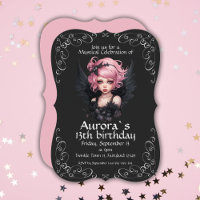 Zwart en Roze Pastel Gothic Fairy 13e Verjaardag