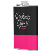 Zwart en Roze Rodeo Crew Westerse Bachelorette Heupfles (Links)