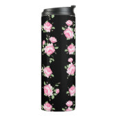 Zwart en Roze Rozen Classic  Roos Thermosbeker (Gedraaid links)