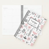 Zwart en roze Scandinavische bloemmotief Planner (Display)