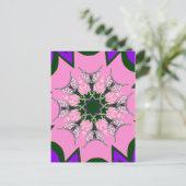 Zwart en Roze Schattigee Bloemen Mode Motief Monog Briefkaart (Staand voorkant)