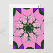 Zwart en Roze Schattigee Bloemen Mode Motief Monog Briefkaart (Voorkant / Achterkant)