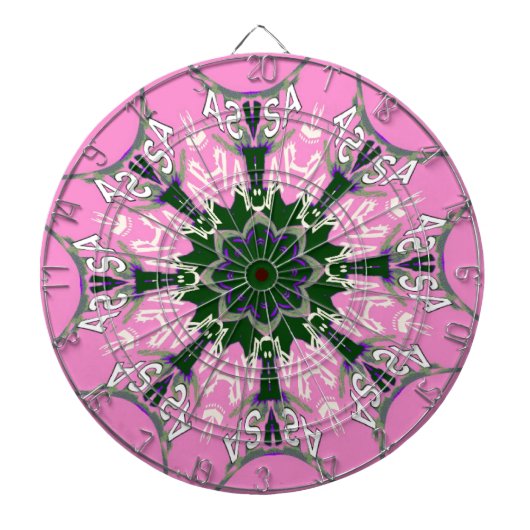 Zwart en Roze Schattigee Bloemen Mode Motief Monog Dartbord (Voorkant)