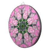 Zwart en Roze Schattigee Bloemen Mode Motief Monog Dartbord (Voorkant Rechts)