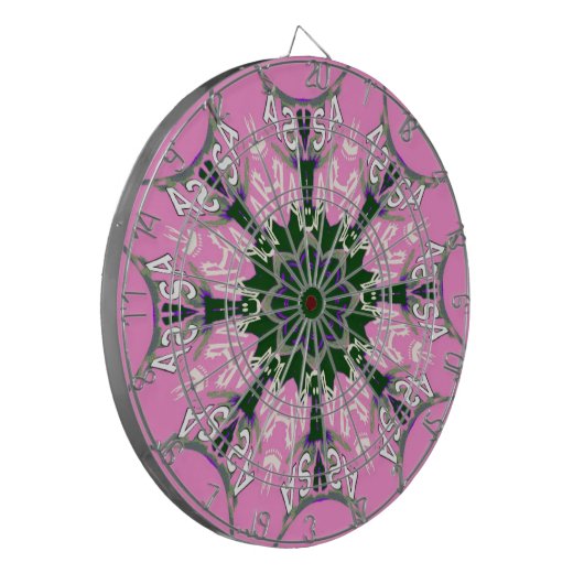 Zwart en Roze Schattigee Bloemen Mode Motief Monog Dartbord (Voorkant Links)