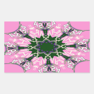 Zwart en Roze Schattigee Bloemen Mode Motief Monog Rechthoekige Sticker