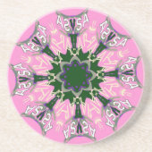 Zwart en Roze Schattigee Bloemen Mode Motief Monog Zandsteen Onderzetter (Voorkant)