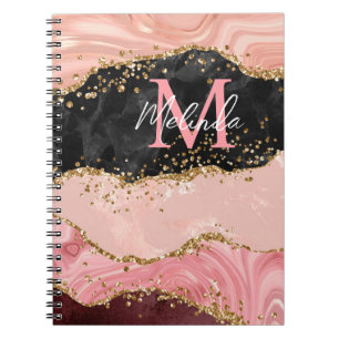 Zwart en Roze Sequins Agaat Notitieboek
