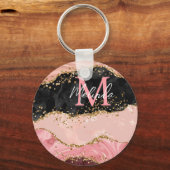 Zwart en Roze Sequins Agaat Sleutelhanger (Achterkant)