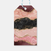 Zwart en Roze Sequins Agaat Verjaardag Dank u Cadeaulabel (Achterkant)