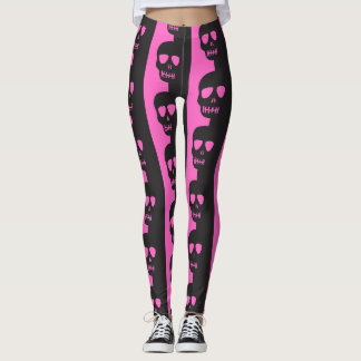 Zwart en roze Skulls patroon Leggings