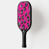 Zwart en Roze Sparkly Leopard Dierlijke Huidpatroo Pickleball Paddle (Links)