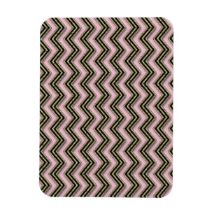 Zwart en roze zigzagpatroon magneet