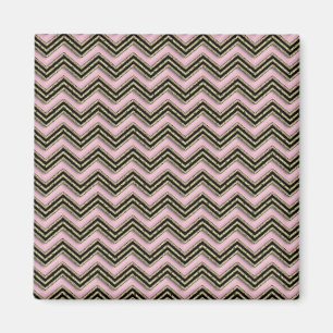 Zwart en roze zigzagpatroon magneet