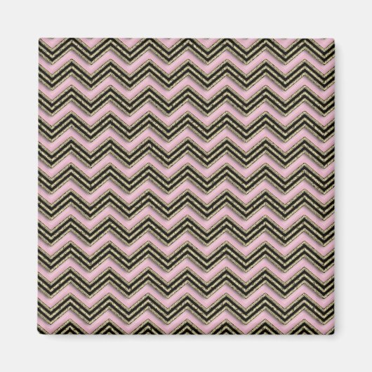 Zwart en roze zigzagpatroon magneet (Voorkant)