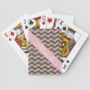 Zwart en roze zigzagpatroon speelkaarten