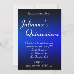 Zwart en saffierblauw ombre Quinceañera verjaardag Kaart