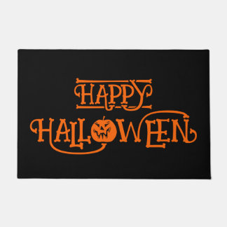 Zwart en Sinaasappel Bony Happy Halloween Deurmat