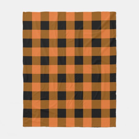 Zwart en Sinaasappel Buffalo Plaid Herfst Herfst Fleece Deken (Voorkant)