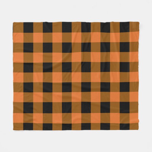 Zwart en Sinaasappel Buffalo Plaid Herfst Herfst Fleece Deken (Voorkant (Horizontaal))