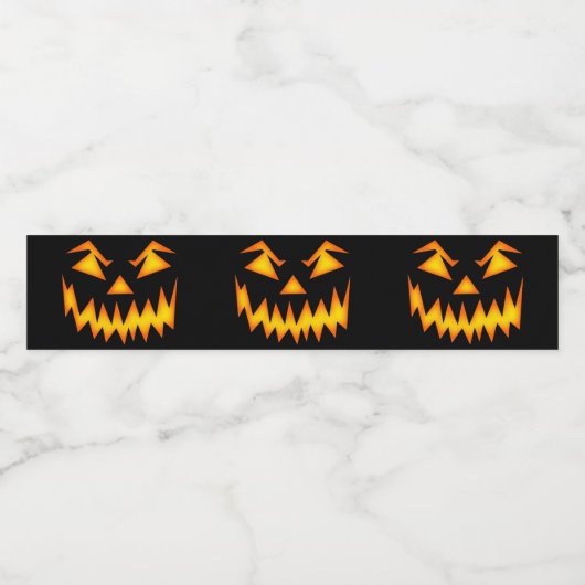 Zwart en Sinaasappel Scary Pumpkin Halloween Waterfles Etiket (Enkel label)