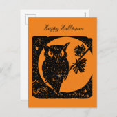 Zwart en sinaasappel uil blij Halloween bladwijzer Feestdagenkaart (Voorkant / Achterkant)