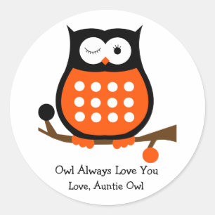 Zwart en Sinaasappel Uil Sticker