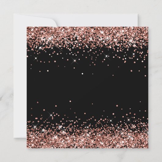 Zwart en Sparkly Roos Gold Glitter Birthday Kaart (Achterkant)