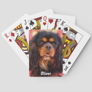 Zwart en tan Cavalier King Charles Spaniel hond Pokerkaarten