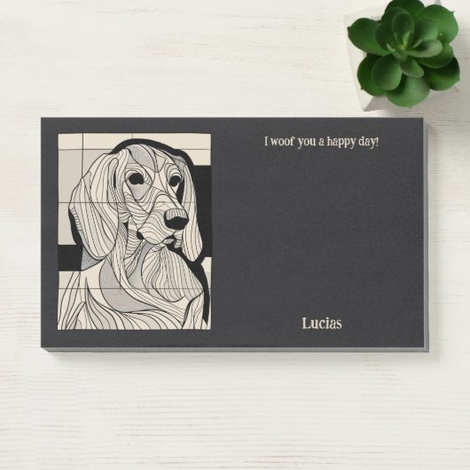 Zwart en Tan Coonhound Abstracte Art Hondennaam Post-it® Notes (Kantoor)