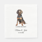 Zwart en Tan Coonhound Pet Cocktail bruiloft Servet (Voorkant)