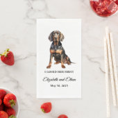 Zwart en Tan Coonhound Pet Cocktail bruiloft Servet (Insitu)