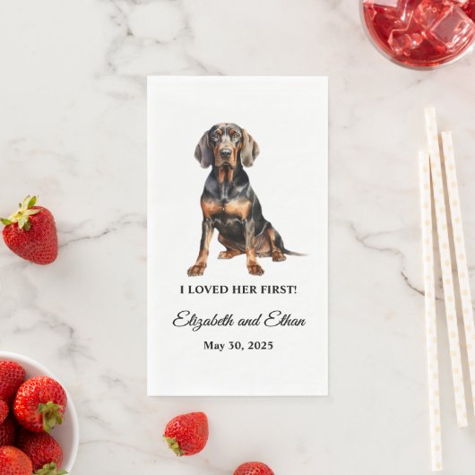 Zwart en Tan Coonhound Pet Cocktail bruiloft Servet (Insitu)