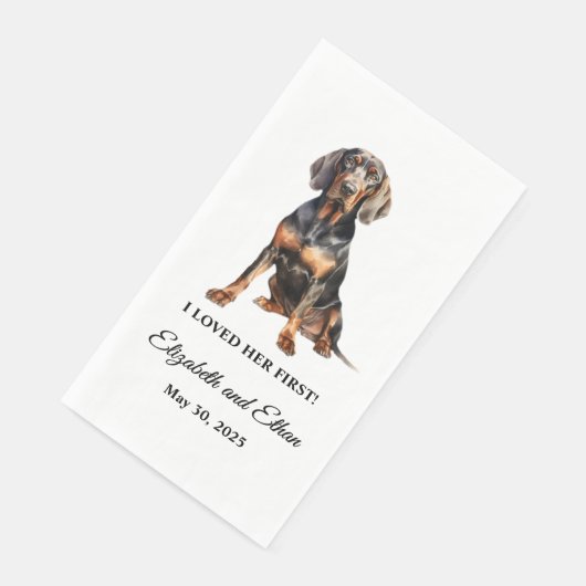 Zwart en Tan Coonhound Pet Cocktail bruiloft Servet (Hoek)