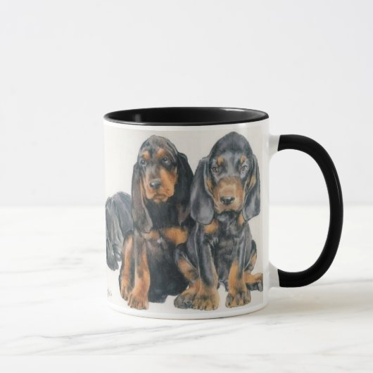 Zwart en Tan Coonhound Puppies Mok (Rechts)
