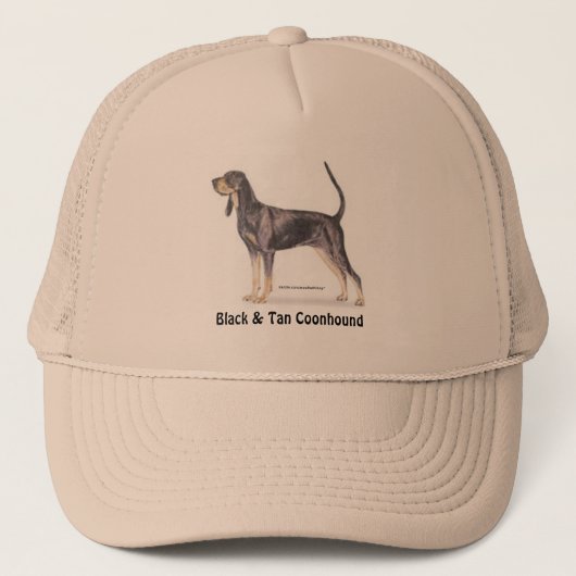 Zwart en Tan Coonhound Trucker Pet (Voorkant)