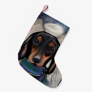 Zwart en Tan Dachshond Kleine Kerstsok