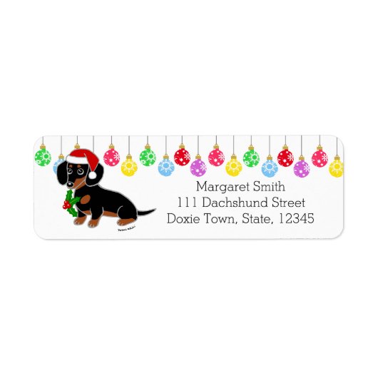 Zwart en Tan Dachshund Santa Labels (Voorkant)