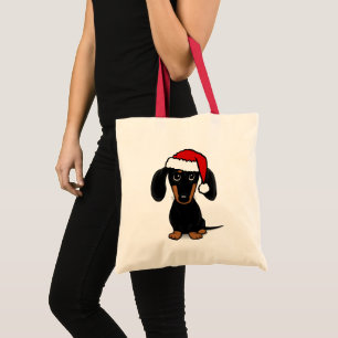 Zwart en Tan Dachshund Santa Leuke Wiener Hond Tote Bag