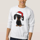 Zwart en Tan Dachshund Santa Leuke Wiener Hond Trui (Voorkant)