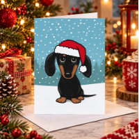 Zwart en Tan Dachshund Santa Schattige Hondenkerst